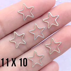 Mini Star Frame for UV Resin Filling | Star Open Deco Frame | Kawaii Jewellery Supplies (6 pcs / Silver / 11mm x 10mm)