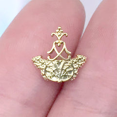 Crown Shaped Nail Charm | Royal Metal Embellishment for Nail Designs | Resin Inclusion (2 pcs / Gold / 10mm x 10mm)