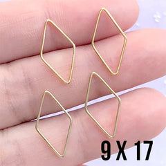 Rhombus Deco Frame for UV Resin Filling | Geometry Open Frame | Geometric Jewelry Supplies (4 pcs / Gold / 9mm x 17mm)