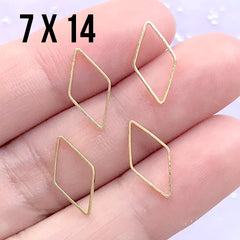 Small Rhombus Deco Frame for UV Resin Filling | Geometric Open Frame | Geometry Jewelry Supplies (4 pcs / Gold / 7mm x 14mm)