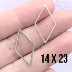 Hollow Rhombus Frame for UV Resin Filling | Geometry Open Deco Frame | Geometric Jewellery Supplies (2 pcs / Silver / 14mm x 23mm)