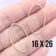 Oval Deco Frame | Geometry Open Frame for UV Resin Filling | Resin Jewellery Supplies | Geometric Jewelry Findings (2 pcs / Gold / 16mm x 26mm)