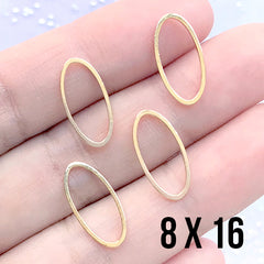 CLEARANCE Small Oval Frame for UV Resin Filling | Geometric Open Deco Frame | Resin Jewelry DIY (4 pcs / Gold / 8mm x 16mm)