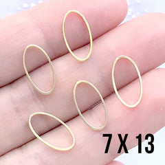 Hollow Oval Open Frame for UV Resin Filling | Small Geometry Deco Frame | Resin Jewellery Making (5 pcs / Gold / 7mm x 13mm)