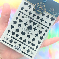 Playing Card Game Stickers | Poker Suits Sticker | Alice in Wonderland Resin Inclusions | Planner Decoration