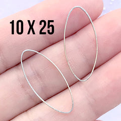 CLEARANCE Geometric Deco Frame for UV Resin Filling | Oval Geometry Open Frame | Resin Jewellery Findings (2 pcs / Silver / 10mm x 25mm)