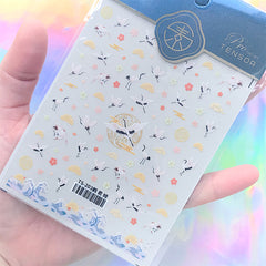 Japanese Crane Stickers | Oriental Deco Sticker | Bird Flower Cloud Sea Wave Sticker | Resin Decoration | Nail Art Designs