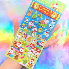 Puffy Santa Claus Stickers | Kawaii Christmas Stickers | Holiday Decoration | Scrapbooking Supplies