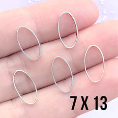 CLEARANCE Small Geometry Open Frame for UV Resin Filling | Oval Geometric Deco Frame | Resin Jewellery Supplies (5 pcs / Silver / 7mm x 13mm)