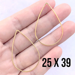 Big Teardrop Deco Frame | Large Teardrop Open Frame for Resin Filling | UV Resin Jewellery Making (2 pcs / Gold / 25mm x 39mm)