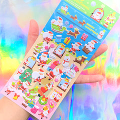Santa Claus Puffy Stickers | Cute Christmas Stickers | Christmas Embellishments | Holiday Decoration