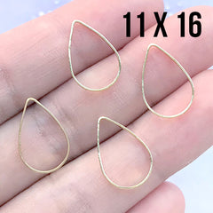 Small Teardrop Open Deco Frame for UV Resin Filling | Hollow Tear Drop Frame | Resin Jewelry DIY (4 pcs / Gold / 11mm x 16mm)