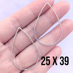 Large Teardrop Deco Frame for UV Resin Filling | Big Hollow Tear Drop Open Frame | Resin Jewellery DIY (2 pcs / Silver / 25mm x 39mm)