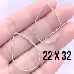 Hollow Teardrop Open Frame for UV Resin Filling | Tear Drop Deco Frame | Resin Jewelry Supplies (2 pcs / Silver / 22mm x 32mm)