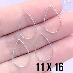 Hollow Tear Drop Deco Frame for UV Resin Filling | Teardrop Open Frame | Resin Jewellery Supplies (4 pcs / Silver / 11mm x 16mm)