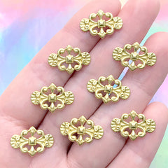 Baroque Metal Accent Piece for Jewelry Making | Antique Styled Embellishments | Small Decorative Ornaments (8 pcs / Gold / 17mm x 12mm)