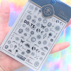 All Seeing Eye Moon Phase Sun Geometry Stickers | Mysterious Symbols Deco Sticker | Resin Inclusions | Nail Art Supplies