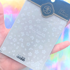 White Sakura Sticker | Cherry Blossom Stickers | Flower Embellishments for Resin Craft | Floral Nail Designs