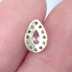 Luxury Teardrop Rhinestone Nail Charm | Sparkle Nail Decorations | Bling Bling Metal Embellishment (1 piece / Gold / 7mm x 9mm)