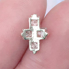 Latin Cross Rhinestone Nail Charm | Religious Embellishment for Nail Decoration | Religion Resin Inclusion (1 piece / Gold / 8mm x 11mm)