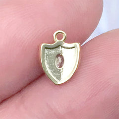 Royal Shield Nail Charm with Rhinestone | Medieval Embellishment for Nail Designs | Resin Inclusion (1 piece / Gold / 7mm x 9mm)