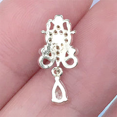 Dangling Nail Charm with Rhinestones and Pearls | Luxury Nail Design | Bling Bling Embellishment (1 piece / Gold / 8mm x 18mm)