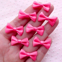 CLEARANCE Pink Fabric Bow Ties / Small Satin Ribbon Bows (8pcs / 20mm x 12mm / Bubblegum Pink) Baby Shower Card Making Gift Decoration Headband Making B025