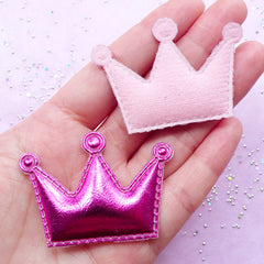 CLEARANCE Cute Puffy Crown Appliques | Kawaii Hair Bow Making | Sewing Supply (Dark Pink / 4 pcs / 53mm x 38mm)