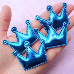Kawaii Crown Appliques | Cute Hairbow Making | Sewing Supplies (Dark Blue / 4 pcs / 53mm x 38mm)