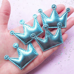 Crown Appliques | Kawaii Hair Bow Making | Baby Shower Decoration (Blue / 4 pcs / 53mm x 38mm)