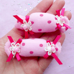 CLEARANCE Fairy Kei Craft Shop | Pink Candy Applique | Kawaii Hair Bow Making (2 pcs / 20mm x 70mm)