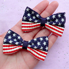CLEARANCE American Flag Bows | USA United States America | Hair Bow Making (2 pcs / 65mm x 35mm)