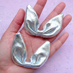 Rabbit Ears Bow in Fabric | Hair Bow & Headband Making (Silver / 2 pcs / 70mm x 50mm)