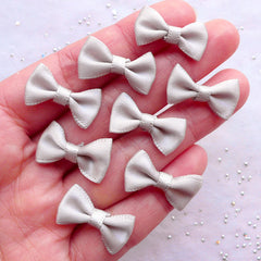 Small Fabric Bow | Mini Satin Ribbon Bows | Favor Decoration | Wedding Invitation Card Making | Hair Accessory DIY | Scrapbook Supplies (8pcs / 20mm x 12mm / Silver Grey / Silver Gray)