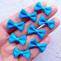 20mm Fabric Bow | Little Satin Ribbon Bows | Scrapbooking Embellishments | Hair Jewellery Making | Mix Media Art | Home Decoration | Sewing Supplies (8pcs / 20mm x 12mm / Electric Blue)
