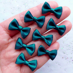 Small Satin Bows in 20mm | Little Fabric Ribbon Bows | Scrapbooking | Card Making | Home Decor | Jewelry Making | Sewing Embellishments (8pcs / 20mm x 12mm / Dark Teal)