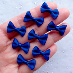 Satin Ribbon Bow Embellishments | 20mm Fabric Bows | Party Invitation Card Making | Home Decor | Scrapbooking Supplies | Favor Decoration | Gift Packaging (8pcs / 20mm x 12mm / Dark Royal Blue)