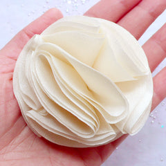 Cream White Pom Pom Flower | Elegant Puff Flower | Fabric Floral Applique | Bridal Flower Headband DIY | Baby Hair Accessories Making | Wedding Decor | Flower Shoe Clip Making (1 piece / 7cm)