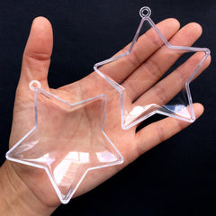 Clear Star Case with Loop | Christmas Ornament Making | Party Favor Box | Plastic Candy Gift Box | Small Storage Container (1 piece / Transparent / 76mm x 80mm)