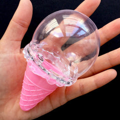 DEFECT Ice Cream Favor Box | Kawaii Storage Case | Cute Candy Container | Baby Shower Decoration | Party Supply (1 piece / Pink & Clear / 57mm x 105mm)
