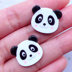 Kawaii Panda Acrylic Cabochons | Decoden Phone Case | Hair Bow Center | Harajuku Decora Kei | Cute Embellishments (2pcs / 20mm x 17mm / Flat Back)