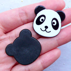 CLEARANCE Acrylic Panda Cabochons | Kawaii Decoden Supplies | Animal Hair Bow Making | Harajuku Decora Style | Scrapbooking (2pcs / 28mm x 26mm / Flat Back)