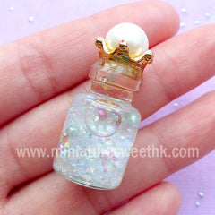3D Crown Setting with Pearl | Kawaii Cap for Fairy Bottle | Hair Bow Center | Decoden Cabochon Supplies (6pcs / 15mm x 10mm)