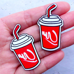 Soft Drink Cabochons | Soda Pop Embellishments | Kawaii Acrylic Cabochon | Decoden Phone Case | Lapin Pin Making (2pcs / 24mm x 44mm / Flat Back)