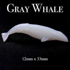 3D Gray Whale Resin Inclusion | Miniature Figurine Embellishment for Resin Jewelry Making | Resin Craft Supplies (1 piece / 12mm x 33mm)
