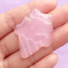 Kawaii Ice Cream Cabochon with Rhinestone | Lolita Phone Case Decoden | Sweet Deco Supplies (1 piece / Translucent Pink / 31mm x 40mm)