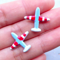 Small Airplane Cabochons | Acrylic Embellishments | Decoden Cabochon | Stud Earrings Making | Card Decoration (2pcs / 18mm x 17mm / Flatback)