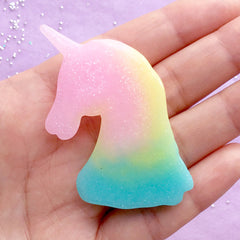 Unicorn Head Cabochon in Rainbow Gradient Color | Kawaii Fairy Kei Decoden | Magical Girl Jewellery DIY (1 piece / 46mm x 52mm)