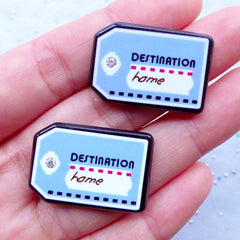 Luggage Tag Acrylic Cabochon with Rhinestone | Destination is Home | Scrapbook Embellishments | DIY Clutch Pin | Lapin Pin Making (2pcs / 19mm x 28mm / Flatback)