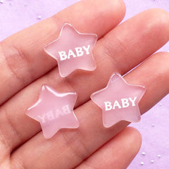 Star Baby Cabochons | Kawaii Embellishments | Decoden Phone Case Supplies | Resin Flatbacks (3pcs / Translucent Pink / 18mm x 17mm)